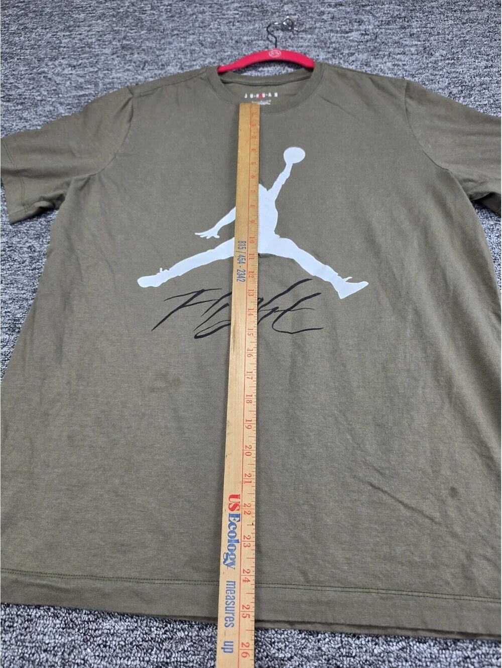Jordan Flight Jumpman Graphic Logo Green Crew Neck Short Sleeve Cotton Tee L